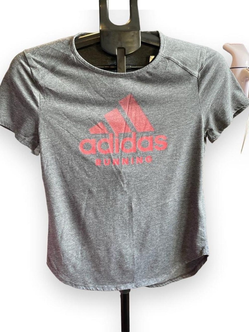 adidas Gray Short Sleeve Tee with Pink Logo
